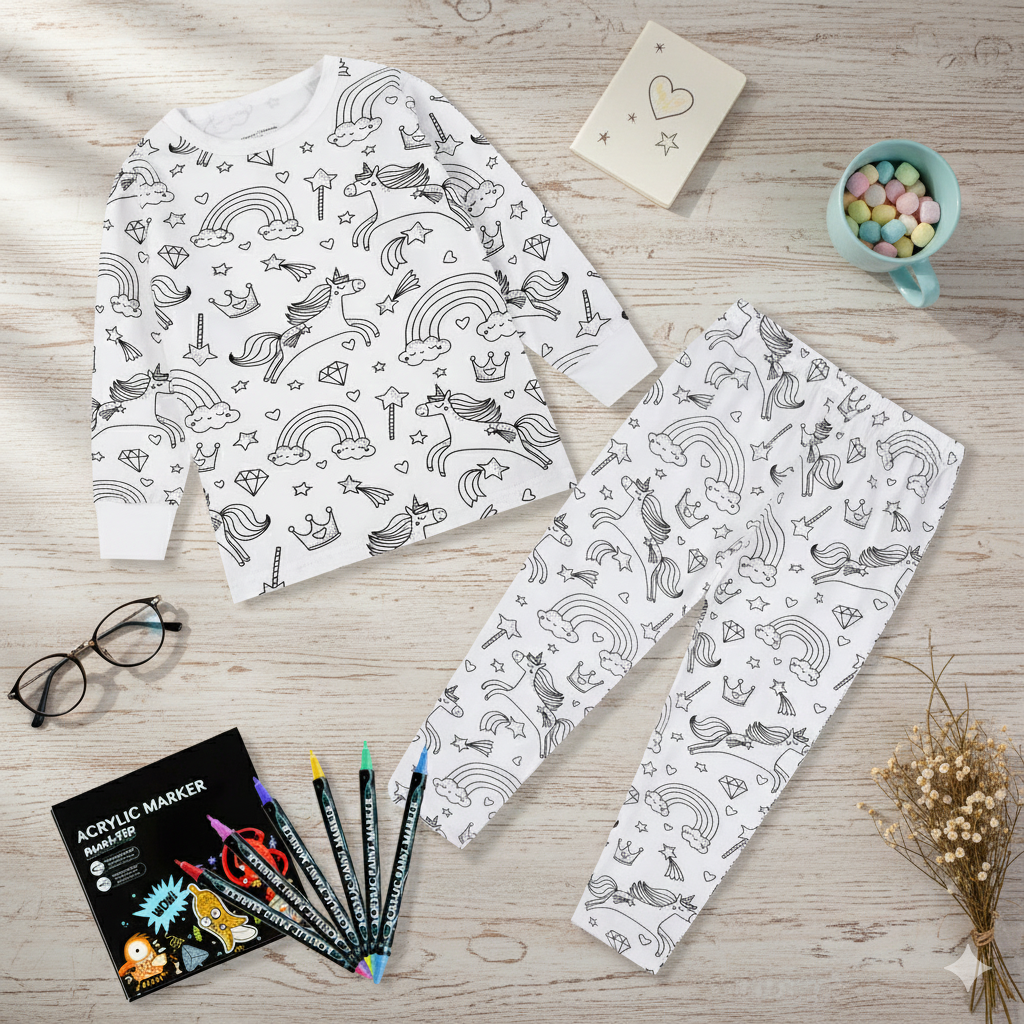 Back to Color - Pyjama Colorable Enfant Lavable et Réutilisable | 2-10 ans