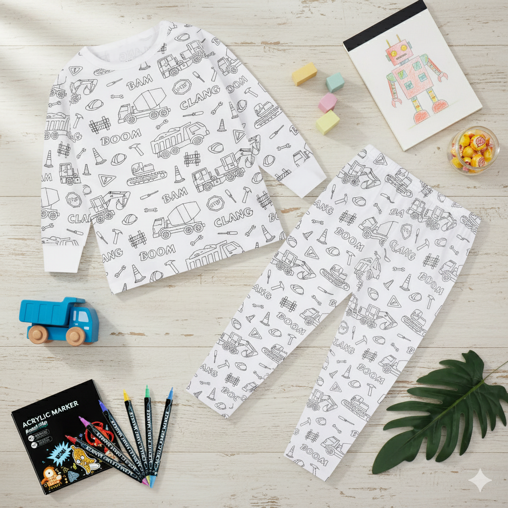 Back to Color - Pyjama Colorable Enfant Lavable et Réutilisable | 2-10 ans
