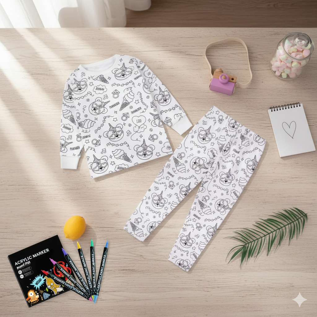 Back to Color - Pyjama Colorable Enfant Lavable et Réutilisable | 2-10 ans