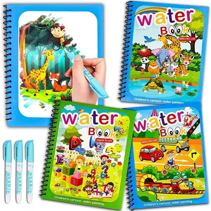 Livres de coloriage pour enfants, livre d'eau magique avec stylo de 2 à 4 ans, jouet éducatif d'apprentissage, jouets Montessori pour bébés