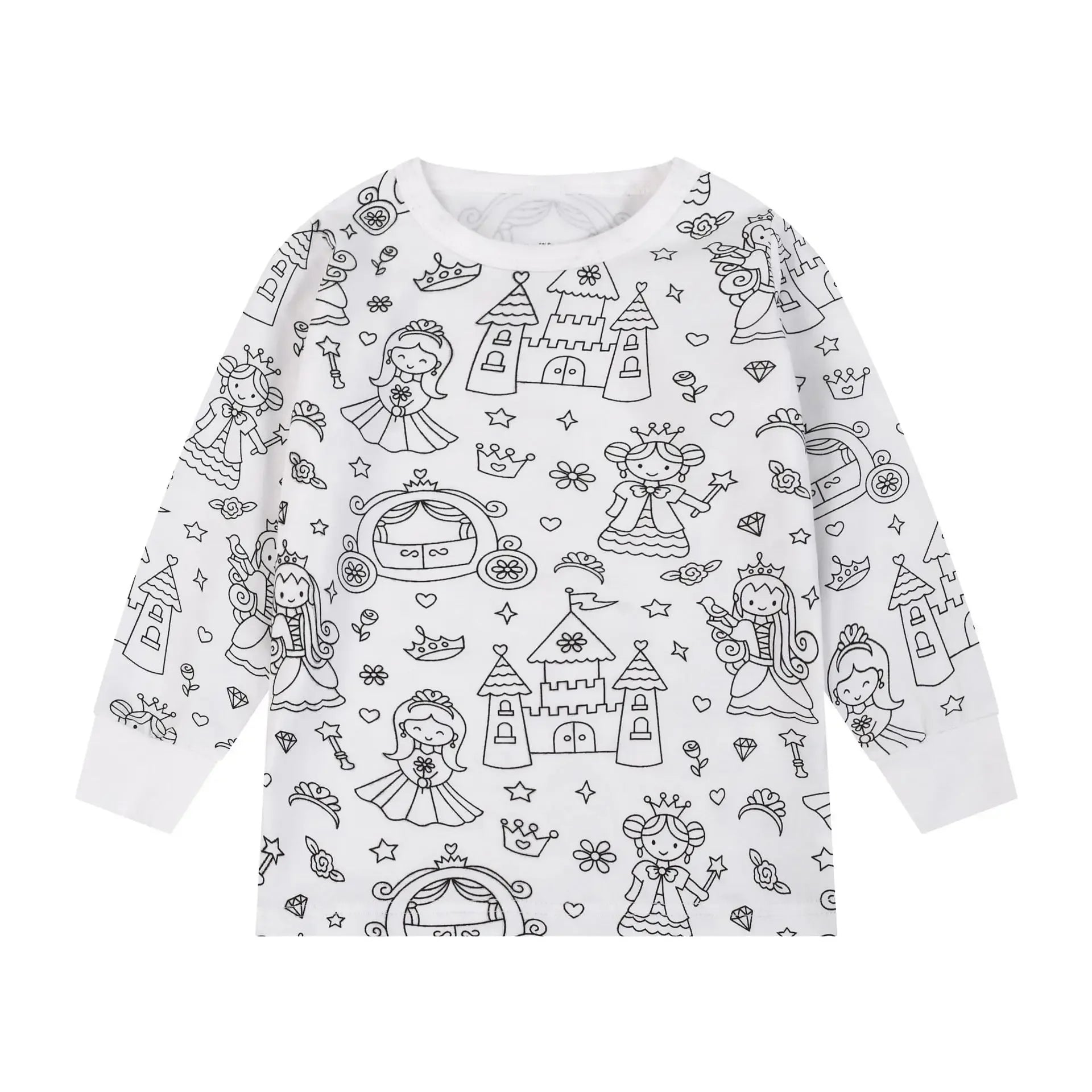 Pyjama en Coton Confortable pour Femmes et Enfants, Croquis, Coloriage, Dessin Animé, Bricolage, Graffiti Trempé, Station Indépendante T1, Ensemble de Vêtements de Nuit