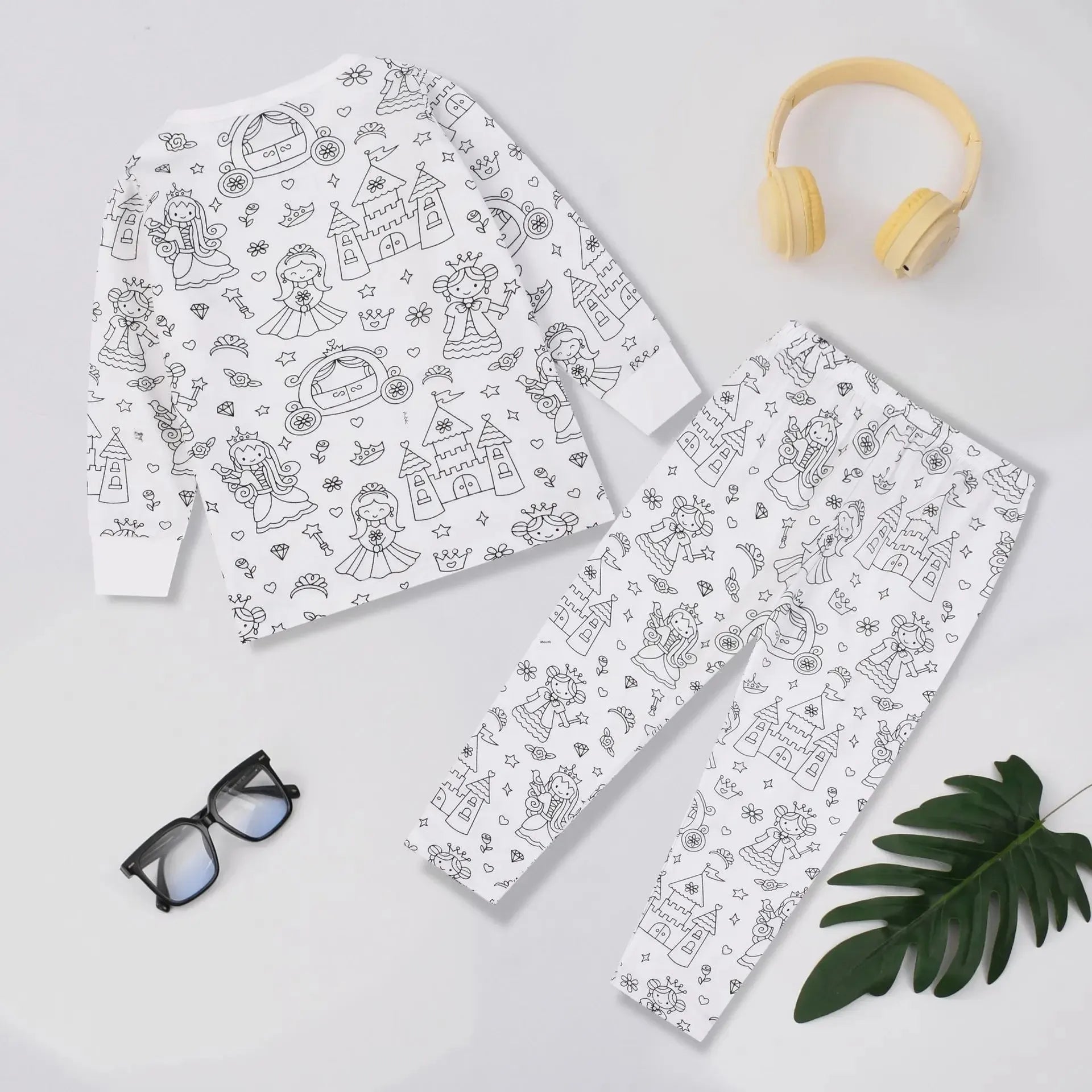 Pyjama en Coton Confortable pour Femmes et Enfants, Croquis, Coloriage, Dessin Animé, Bricolage, Graffiti Trempé, Station Indépendante T1, Ensemble de Vêtements de Nuit